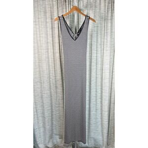 Stylish Women's Medium Forever 21 Blue & White Striped‎ Sleeveless Maxi Dress